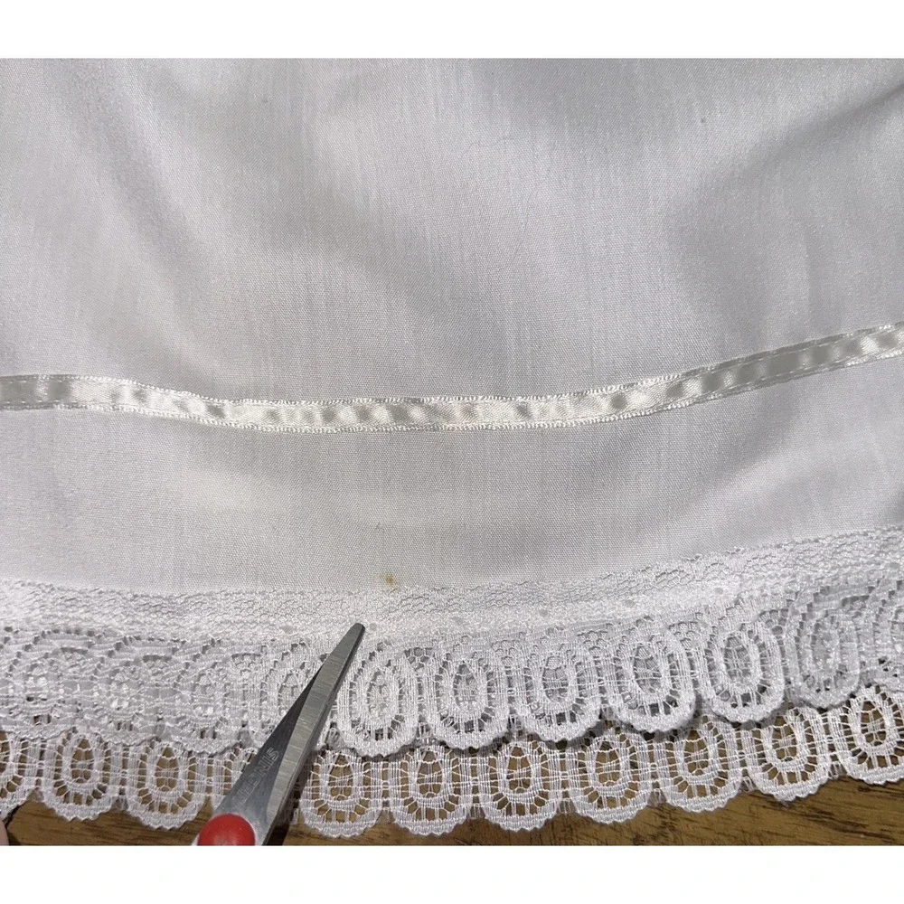 Vtg 80's Jo Lene White Lace Bib Cotton Blend Dress Prairie Puff Sleeves Girls 10